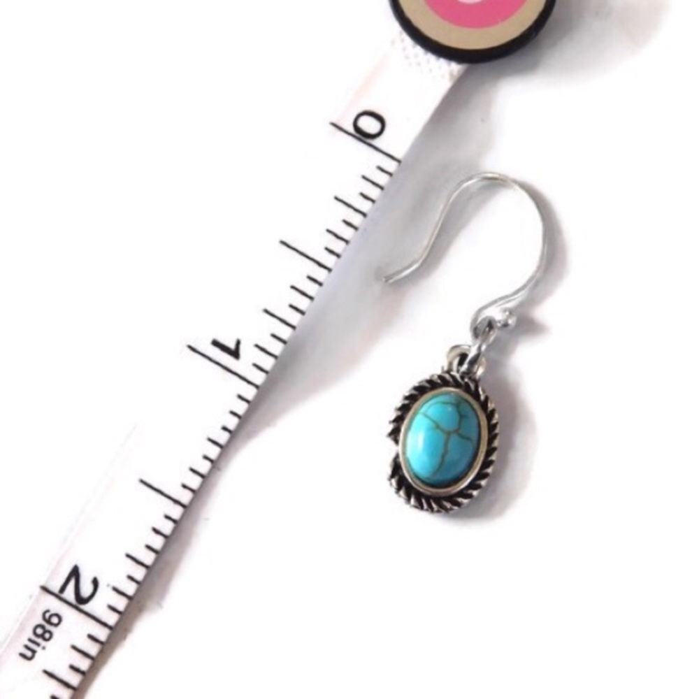 New! Sterling Silver Turquoise Drop Earrings - Picture 8 of 8